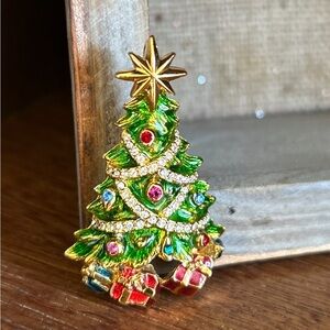 Christopher Radko Christmas Tree Brooch Pendant Present Star Enamel Collectors